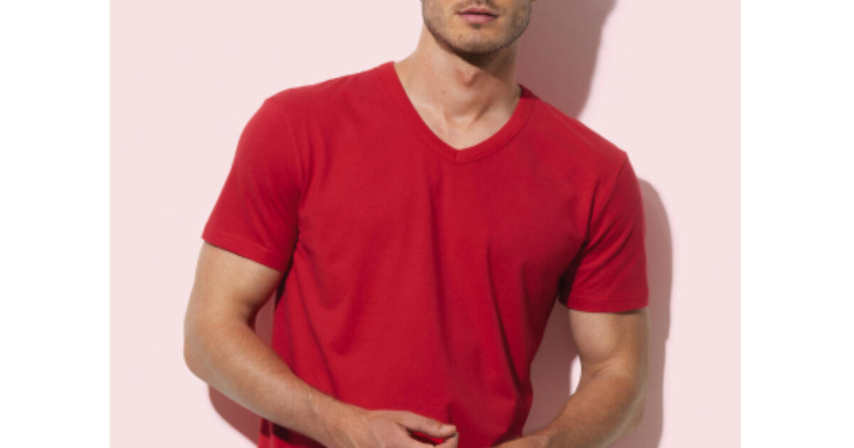 V neck red sales shirt